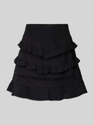 Pieces Minirock mit Volants Modell MAKENNA in Black, Gr&ouml;&szlig;e XS