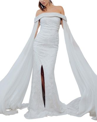 Terani Couture Chiffon Solid Maxi Dress