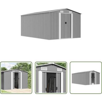 vidaXL Magazzino esterno - Casetta da Giardino 257x392x181 cm in Metallo Grigio