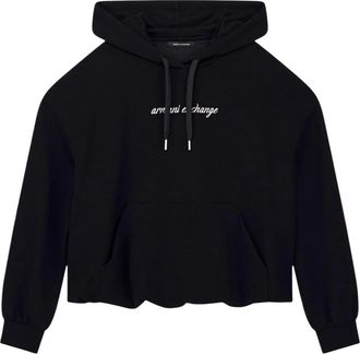 A|X Armani Exchange Cropped Hooded Sweatshirt - Dames - Hoodies - Zwart - M - Hoodies & sweatvesten