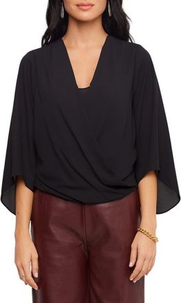 Karen Kane Draped Front Crossover Top in Black at Nordstrom, Size X-Large