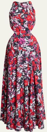 Givenchy Floral-Print Cutout Sleeveless Maxi Dress