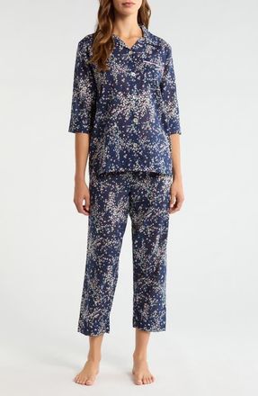 Papinelle Sleepwear Cherry Blossom Cotton Voile Pajamas in Navy at Nordstrom, Size Medium