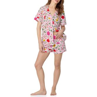 Bedhead Pajamas Print Stretch Organic Cotton Short Pajamas in Sunlit Flora at Nordstrom, Size X-Large