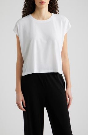 Eileen Fisher Crewneck Rib Top in White at Nordstrom, Size X-Large