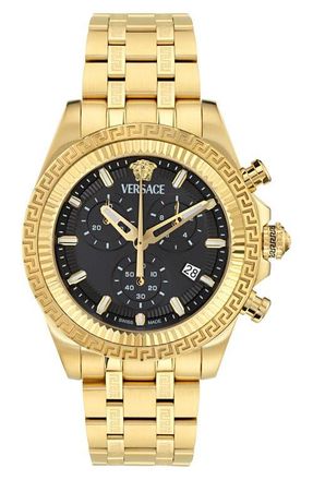 Versace Fornax Chronograph Bracelet Watch, 43mm in Ip Yellow Gold at Nordstrom