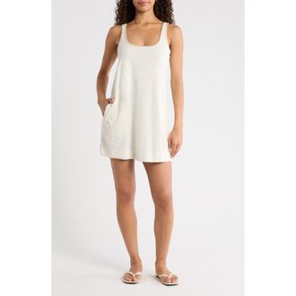 Marine Layer Whipstitch Detail French Terry Shift Dress in Antique White at Nordstrom, Size X-Large