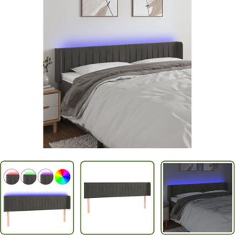 vidaXL Luci LED - Testiera a LED Grigio Scuro 183x16x78/88 cm in Velluto