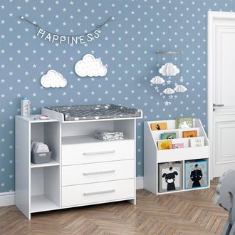 Vicco Juego De Cuarto De Ni&ntilde;os Oskar, Blanco, 2 Partes, Con Cambiador Y Estanter&iacute;a