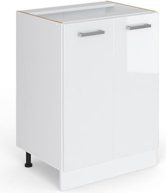 Vicco Mueble Bajo Universal R-line, Blanco Alto Brillo, 60 Cm Con Puertas, Sin Encimera Vicco