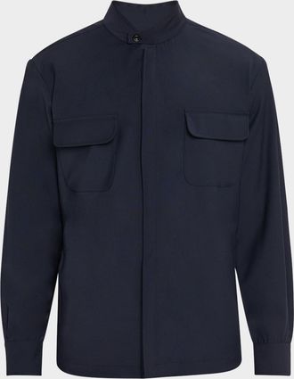 Boglioli Mens Overshirt with Band Collar