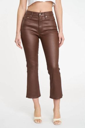 Daze Shy Girl High Rise Crop Flare In Coated Espresso