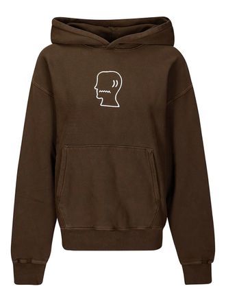 Brain Dead embroidered-logo hoodie - men - Cotton - S - Brown
