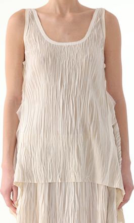 Jason Wu BICOLOR SCOOP NECK PLEATED TANK TOP