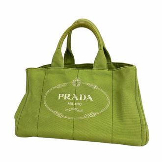 Prada Green Canvas Tote Bag (Pre-Owned)