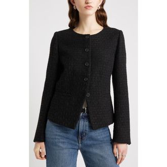 Nordstrom Cutaway Tweed Jacket in Black at Nordstrom, Size Xx-Large