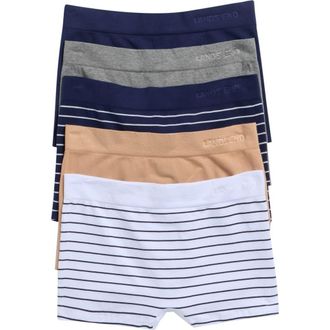 Lands End 5-Pack Cotton Comfort Seamless Boyshorts in Navy Stripe Pack at Nordstrom Rack, Size X-Large