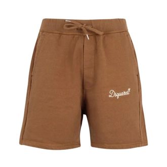 Dsquared2 Korte Broeken, Heren, Bruin, S, Katoen, Sculptural Sweatshort
