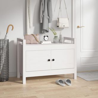 vidaXL Banco De Recibidor Madera Maciza De Pino Blanco 80x40x60 Cm Vidaxl