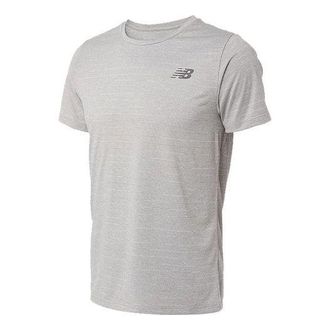 New Balance Mens New Balance Casual Sports Round Neck Short Sleeve Gray AMT01012-AG