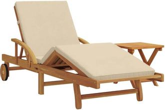 vidaXL Vidaxl - Tumbona 2 Pcs Beige 40 X 40 X 40cm Madera Maciza De Acacia