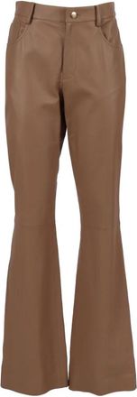 Fabiana Filippi Nappa Leren Broek - Dames - Wijde Broeken - Bruin - XS - Leer - Broeken