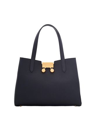Marni Structured Leather Tote Bag With Metallic Closure