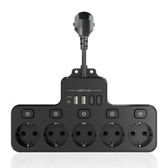 OEM Regleta El&eacute;ctrica Con Cable Corto, 5 Enchufes, Regleta Usb Tipo C, Enchufe Multifunci&oacute;n, Cable De Extensi&oacute;n, Con Interruptor, Usb, Toma De Corriente, 