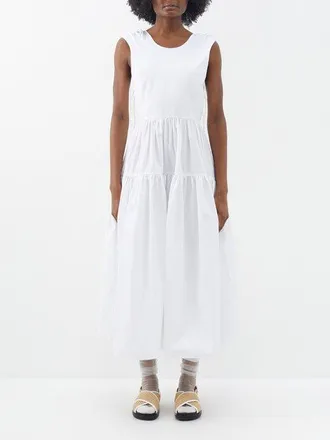 Cecilie Bahnsen Ruth Open-back Cotton-poplin Dress - Womens - White