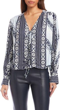 Fifteen Twenty Kayla Tie Front Top in Print at Nordstrom, Size Medium