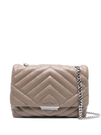 A|X Armani Exchange logo-plaque quilted shoulder bag - women - Polyurethane/Polyester/Polyester - One Size - Brown