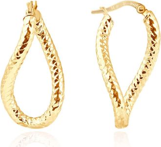 Pompeii3 14k Yellow Gold 3mm Twirl Designer Hoops Womens Earrings 1 Tall 1.15grams