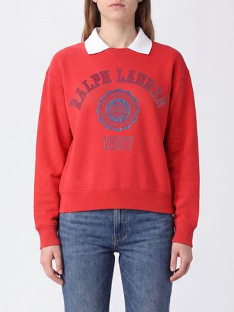 Polo Ralph Lauren Polo a maniche lunghe in cotone con spalle cadute e logo stampato