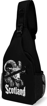 Generic Goat Scotland Scottish Mens Crossbody Chest Sling Bag for Travel Hiking Lightweight Shoulder Bags with Small Side