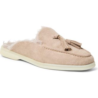 Bruno Magli Palmer Genuine Shearling Lined Mule in Sand Suede at Nordstrom Rack, Size 6.5