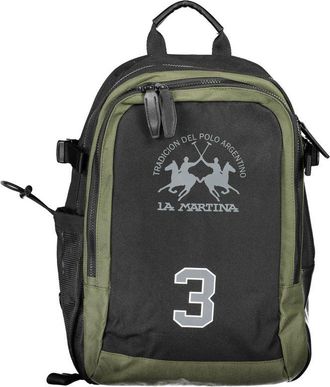 La Martina Black Polyester Men Mens Backpack