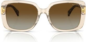 Ralph Lauren 55mm Polarized Rectangle Sunglasses in Transparent Light Brown at Nordstrom