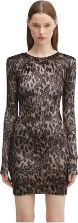Fiorucci Banimalier Print Velour Padded Mini - Dames - Korte kleedjes - Bruin - XS - Polyester - Kleedjes