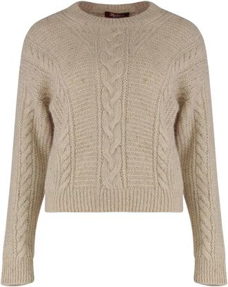 Max Mara Crasso Boxy Sweater - Dames - Ronde hals truien - Beige - L - Wol - Truien & Vesten