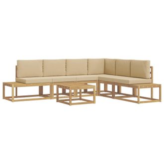 vidaXL Conjunto De Sof&aacute;s De Exterior 5 Pieza Y Beige Poli&eacute;ster Vidaxl