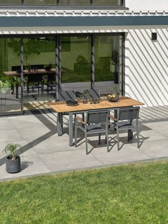 DCB Garden Conjunto de comedor de jard&iacute;n de 4 plazas - acacia