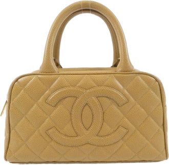 Chanel Beige Sand Grained Calfskin Boston Bag (Pre-Owned)