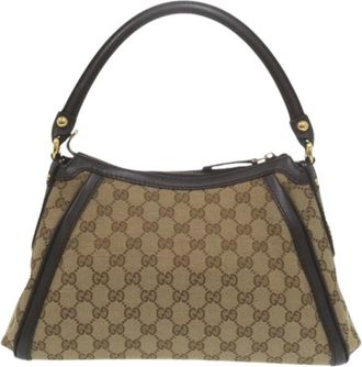 Gucci Pre-owned Shoulder Bags, female, Beige, Size: ONE SIZE Pre-owned Vintage GG Canvas Shoulder Bag