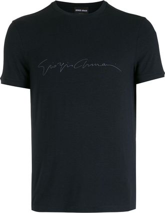 Giorgio Armani T-Shirt In Viscosa Stretch Con Logo Signature-Uomo