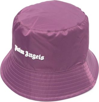 Palm Angels logo-plaque bucket hat - unisex - Polyester/Cotton - One Size - Purple