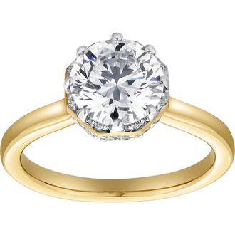 LuvMyJewelry Tiarae 14K Gold Round Cut Lab Grown Diamond Cathedral Ring - 2 ct in 14K Yellow Gold at Nordstrom, Size 5.5