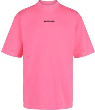 Balenciaga Embroidered Logo Distressed Medium Fit T-Shirt