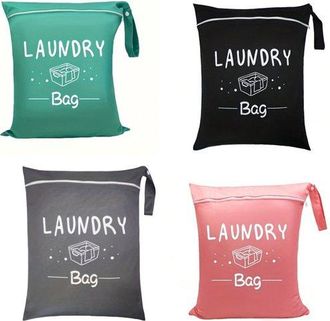 No Brand Juego De 4 Bolsas De Lavander&iacute;a Grandes E Impermeables Con Asas, Lavables, Para Uso En Seco Y H&uacute;medo, Ideales Para Trajes De Ba&ntilde;o, Ropa Deportiva, Lav