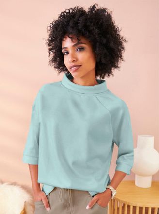 Heine Sweatshirt HEINE, Damen, Gr. 34, gr&uuml;n (mint), 50% Modal, 44% Polyester, 6% Elasthan, unifarben, Sweatshirts Sweatshirt