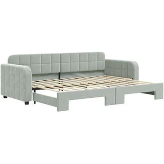 vidaXL Sof&aacute; Cama Nido Terciopelo Gris Claro 80x200 Cm Vidaxl